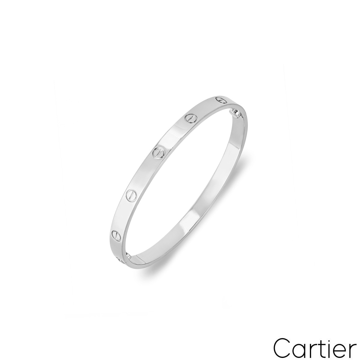 Cartier White Gold Plain Love Bracelet Size 15 B6035415